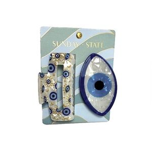 NWT ⚜️🧿⚜️ Sunday State Evil Eye Hair Claw Clips Set of 2
